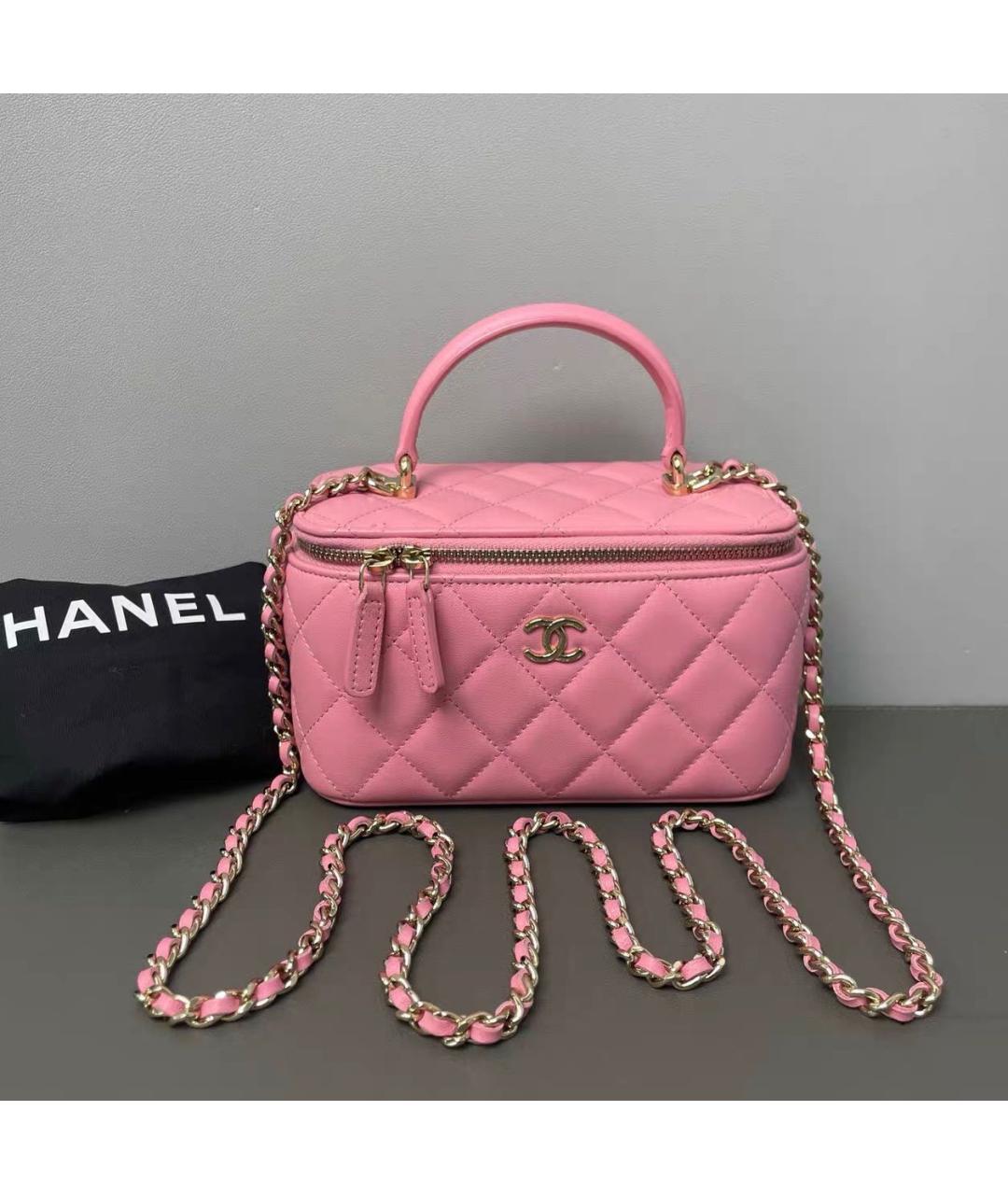 CHANEL Розовая кожаная сумка через плечо, фото 8