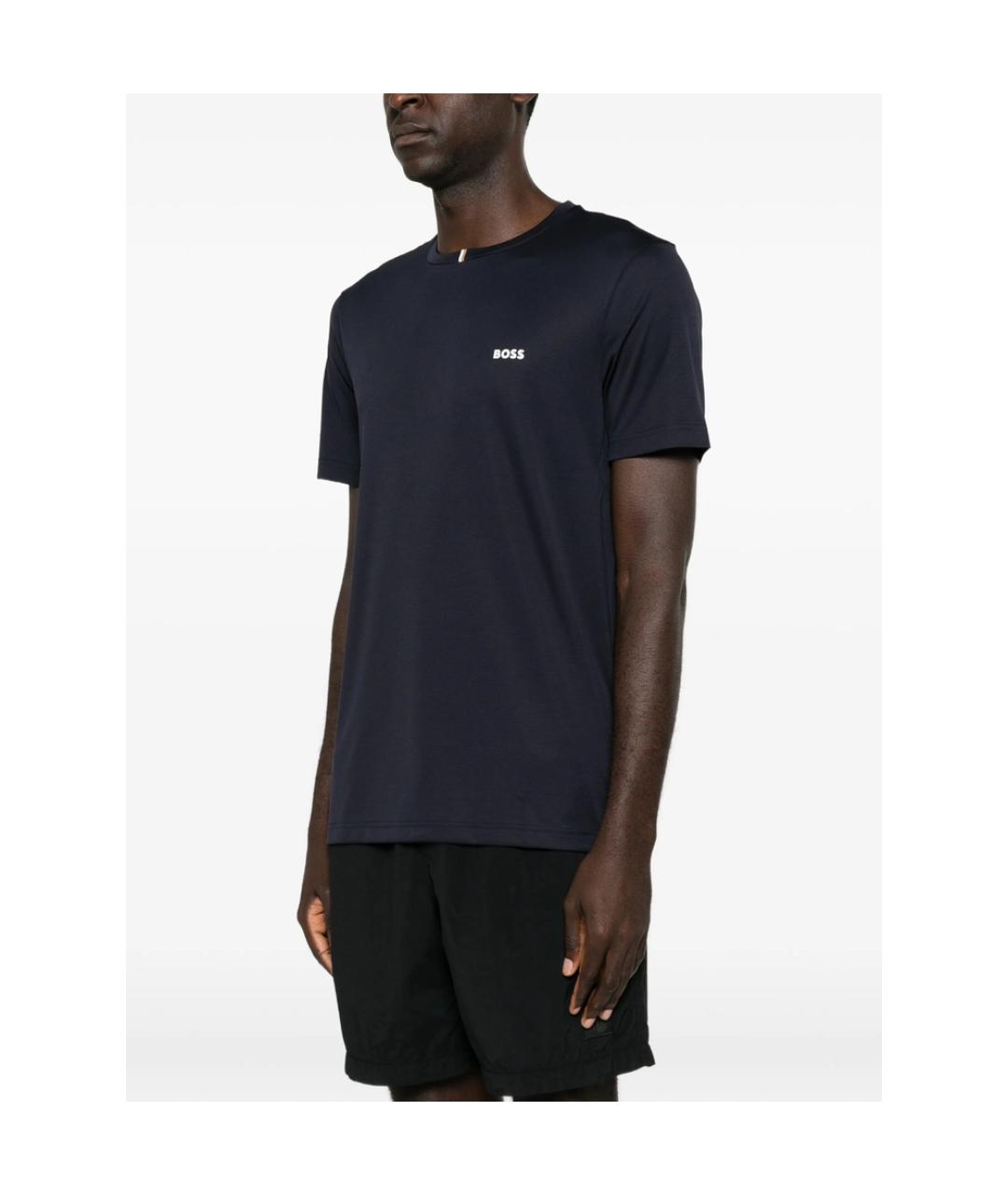 HUGO BOSS Синяя хлопко-полиэстеровая футболка, фото 5