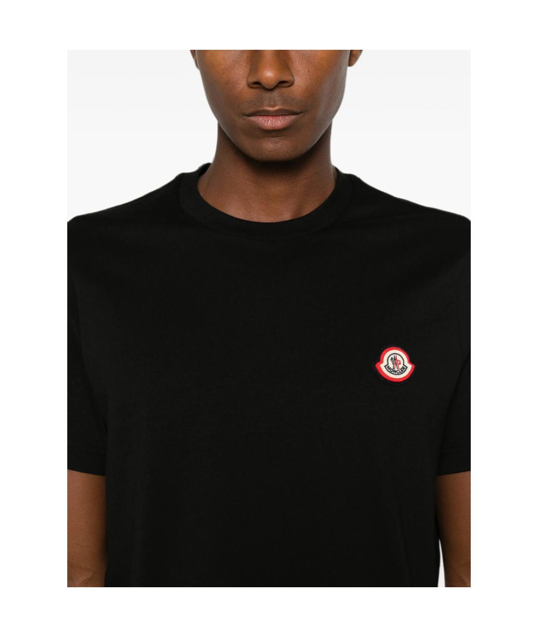 MONCLER Черная хлопковая футболка, фото 2