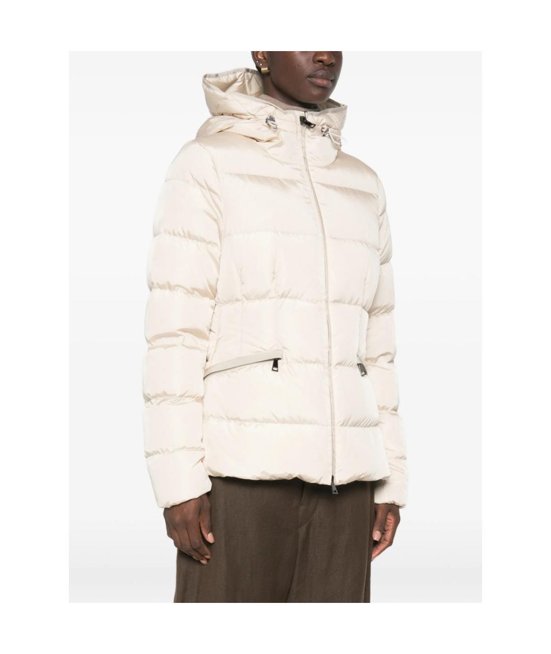 MONCLER Бежевый полиамидовый пуховик, фото 3