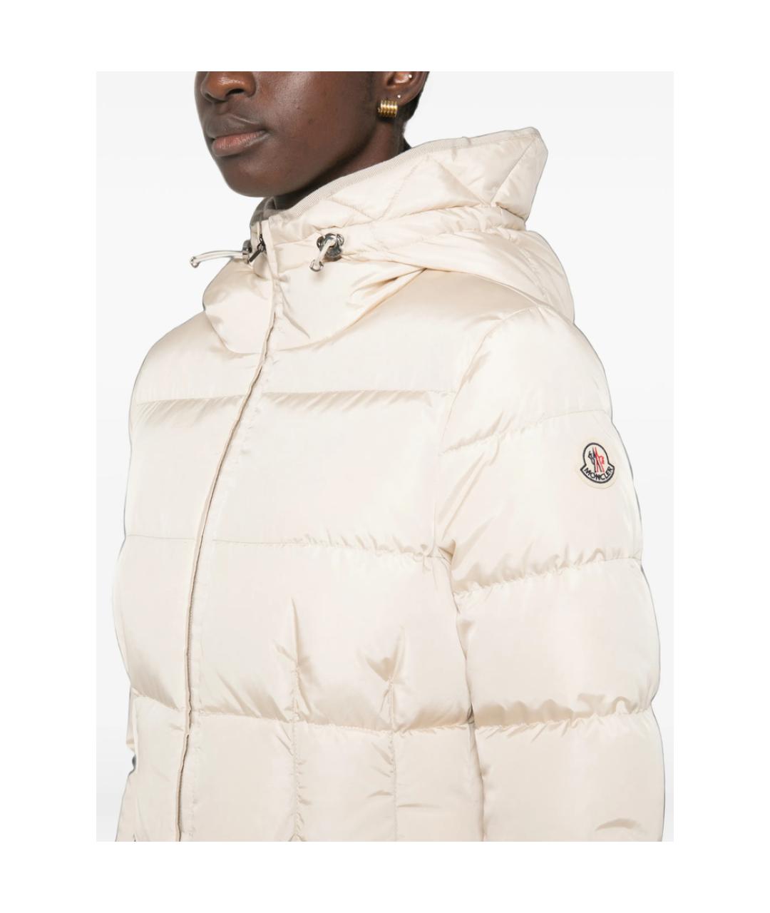 MONCLER Бежевый полиамидовый пуховик, фото 5