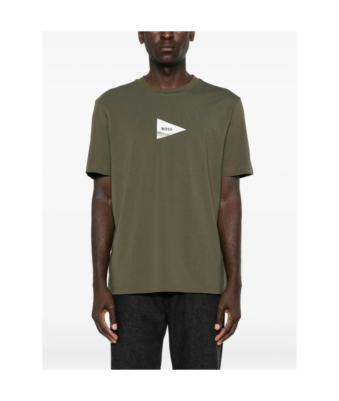 HUGO BOSS Зеленая хлопковая футболка, фото 3