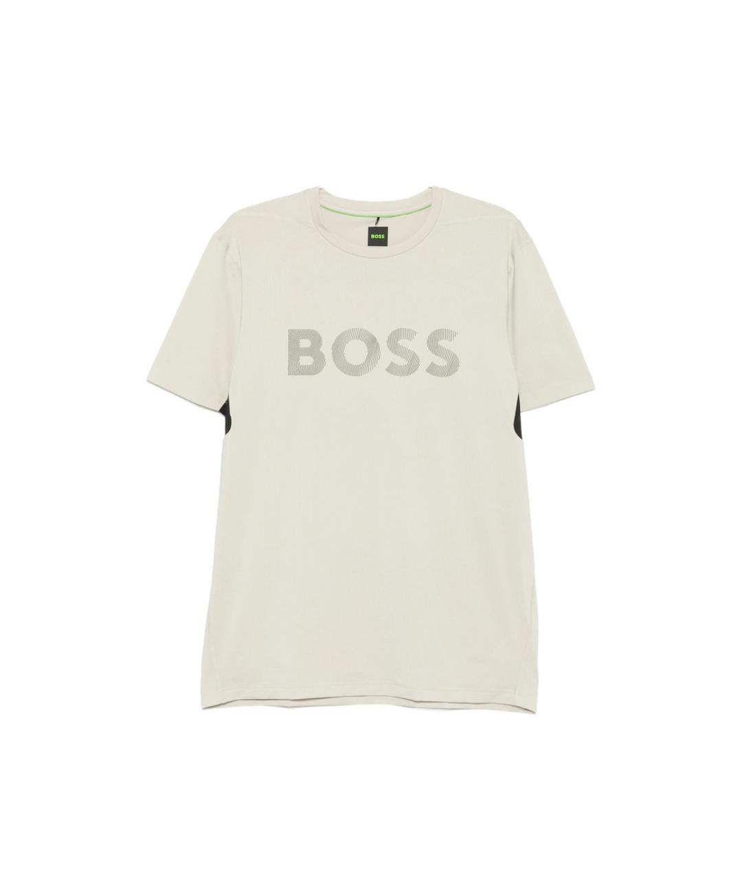 HUGO BOSS Бежевая хлопко-полиэстеровая футболка, фото 1