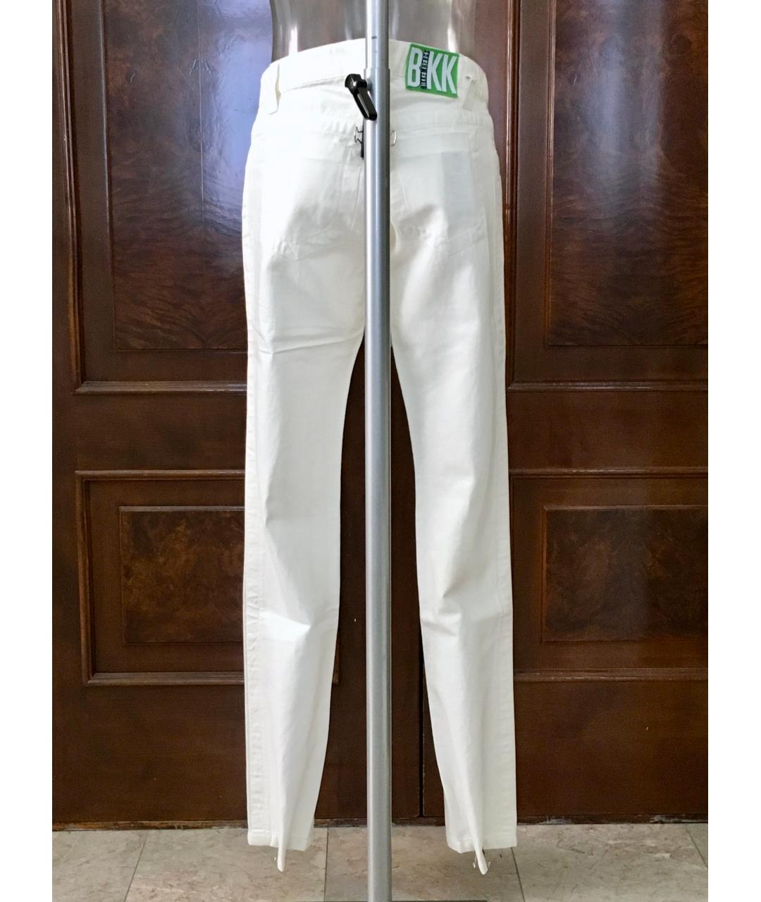 BIKKEMBERGS Белые хлопко-леновые прямые джинсы, фото 2
