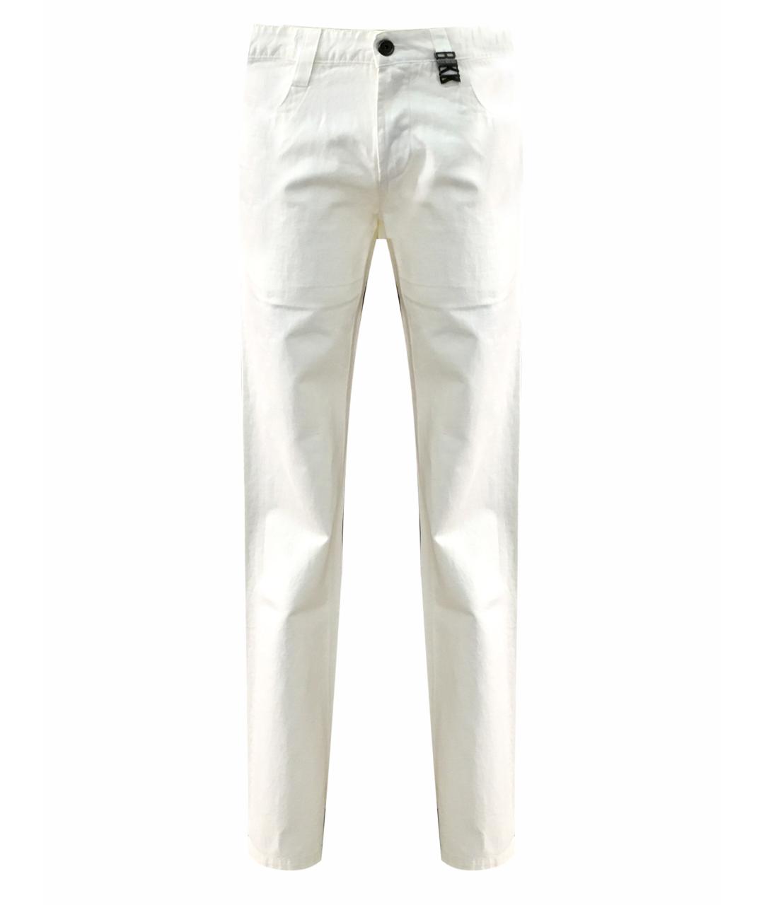 BIKKEMBERGS Белые хлопко-леновые прямые джинсы, фото 1