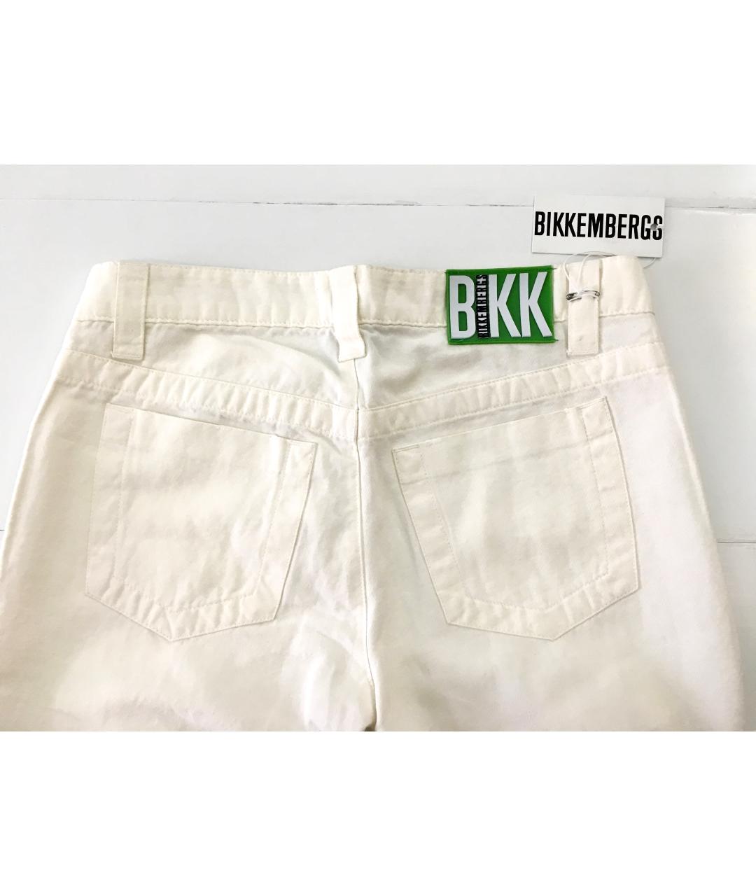 BIKKEMBERGS Белые хлопко-леновые прямые джинсы, фото 5