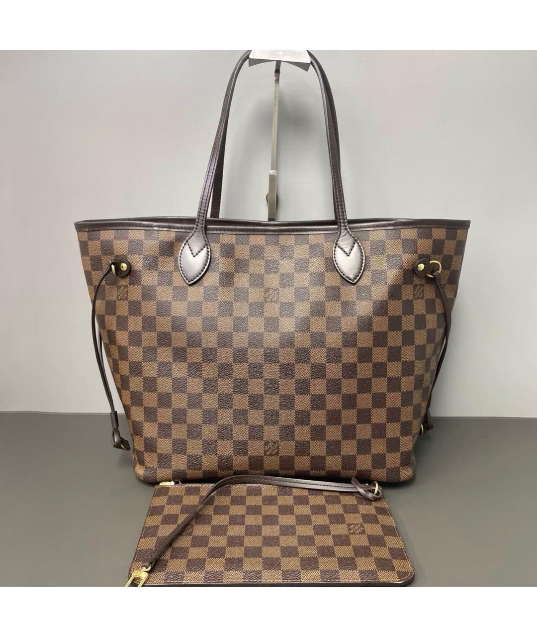 LOUIS VUITTON Коричневая кожаная сумка тоут, фото 9