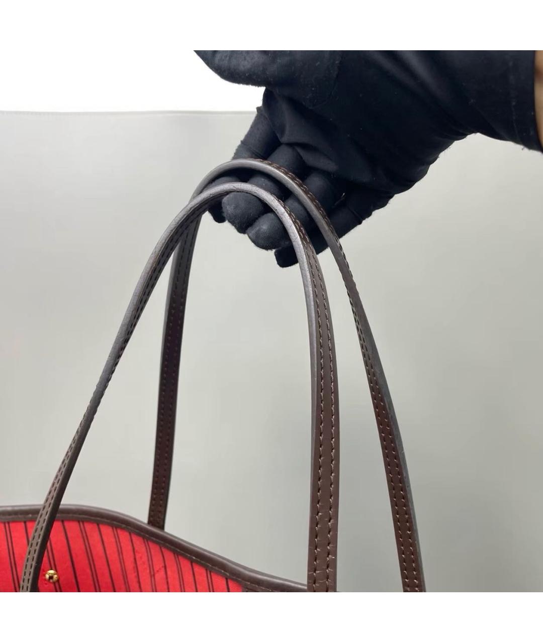LOUIS VUITTON Коричневая кожаная сумка тоут, фото 8