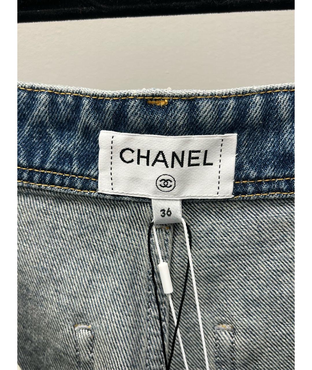 CHANEL Синие хлопковые прямые джинсы, фото 3