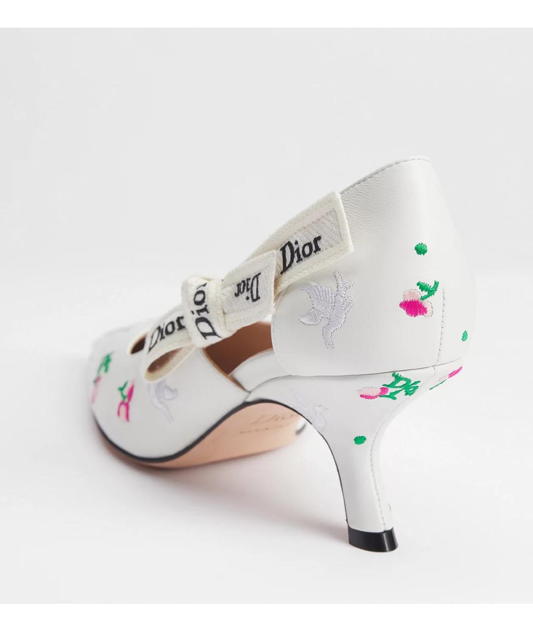 CHRISTIAN DIOR Белые кожаные лодочки на низком каблуке, фото 2