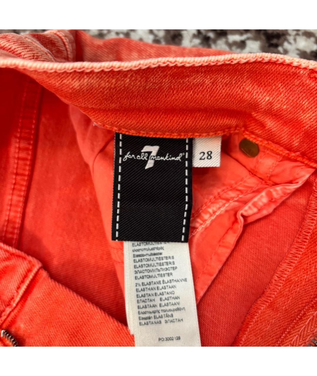7 FOR ALL MANKIND Оранжевые хлопко-эластановые джинсы слим, фото 6