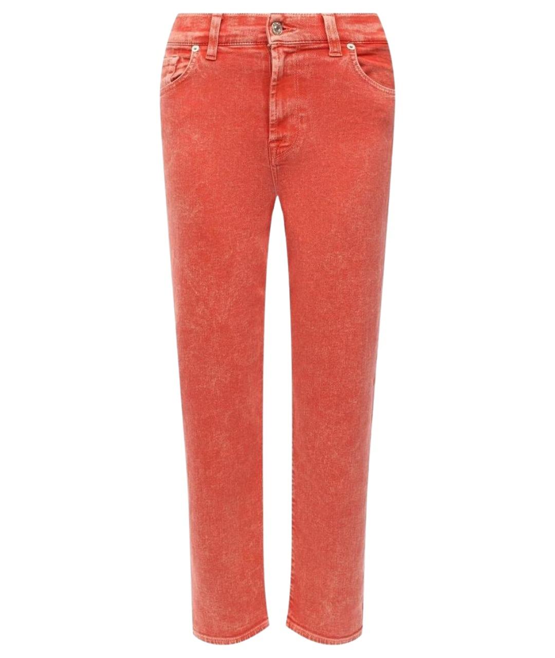 7 FOR ALL MANKIND Оранжевые хлопко-эластановые джинсы слим, фото 1