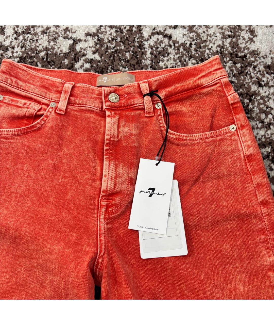 7 FOR ALL MANKIND Оранжевые хлопко-эластановые джинсы слим, фото 7