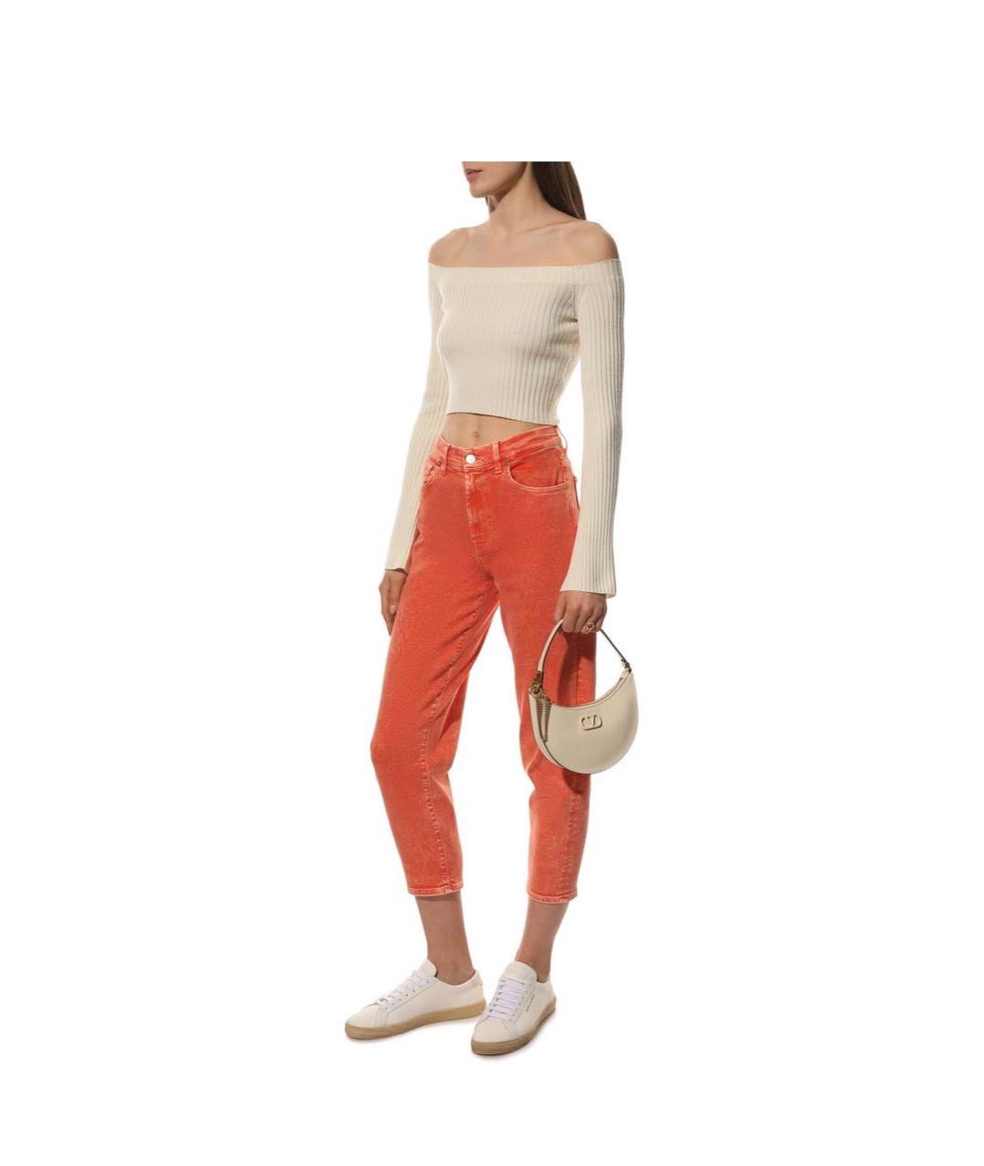 7 FOR ALL MANKIND Оранжевые хлопко-эластановые джинсы слим, фото 5