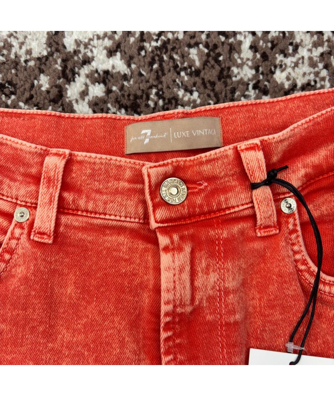 7 FOR ALL MANKIND Оранжевые хлопко-эластановые джинсы слим, фото 8