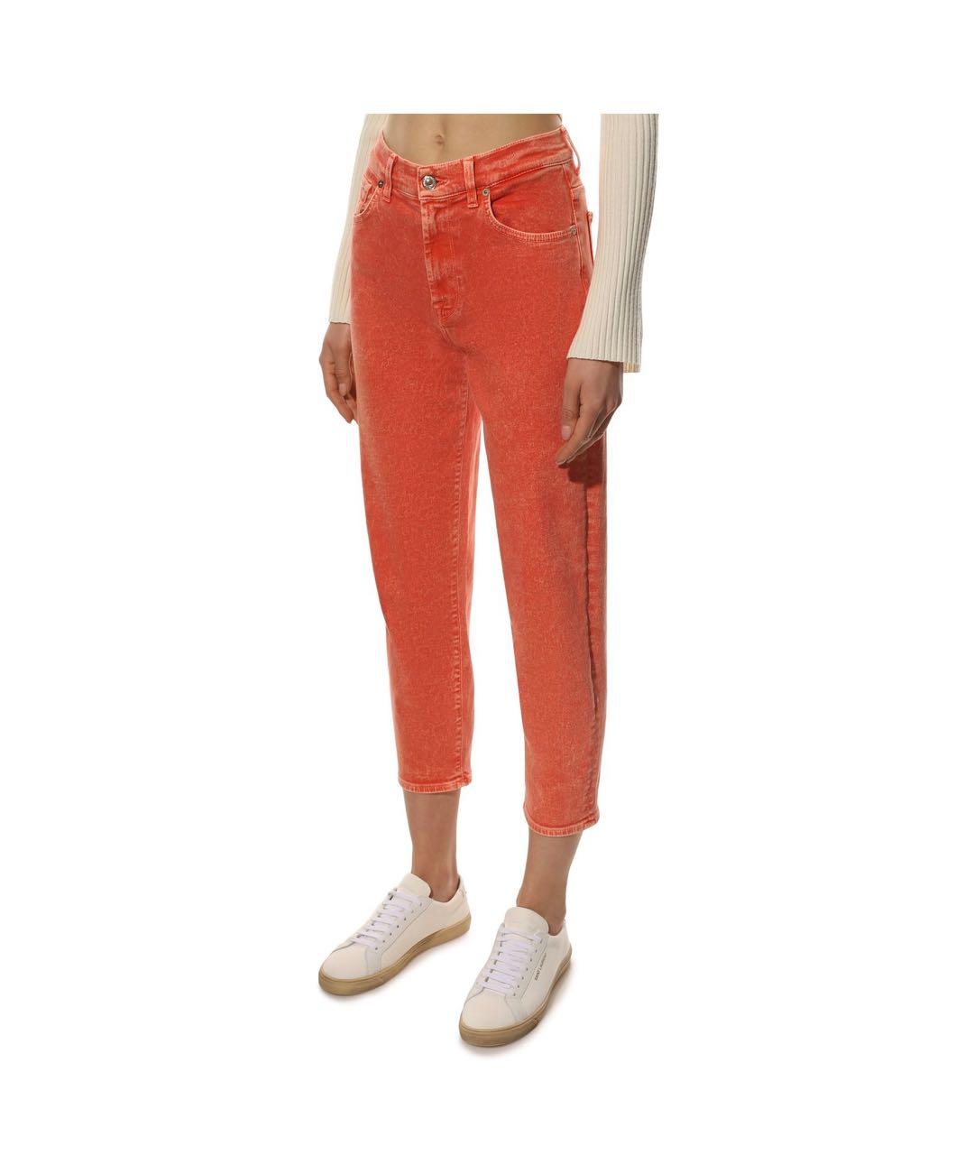 7 FOR ALL MANKIND Оранжевые хлопко-эластановые джинсы слим, фото 3