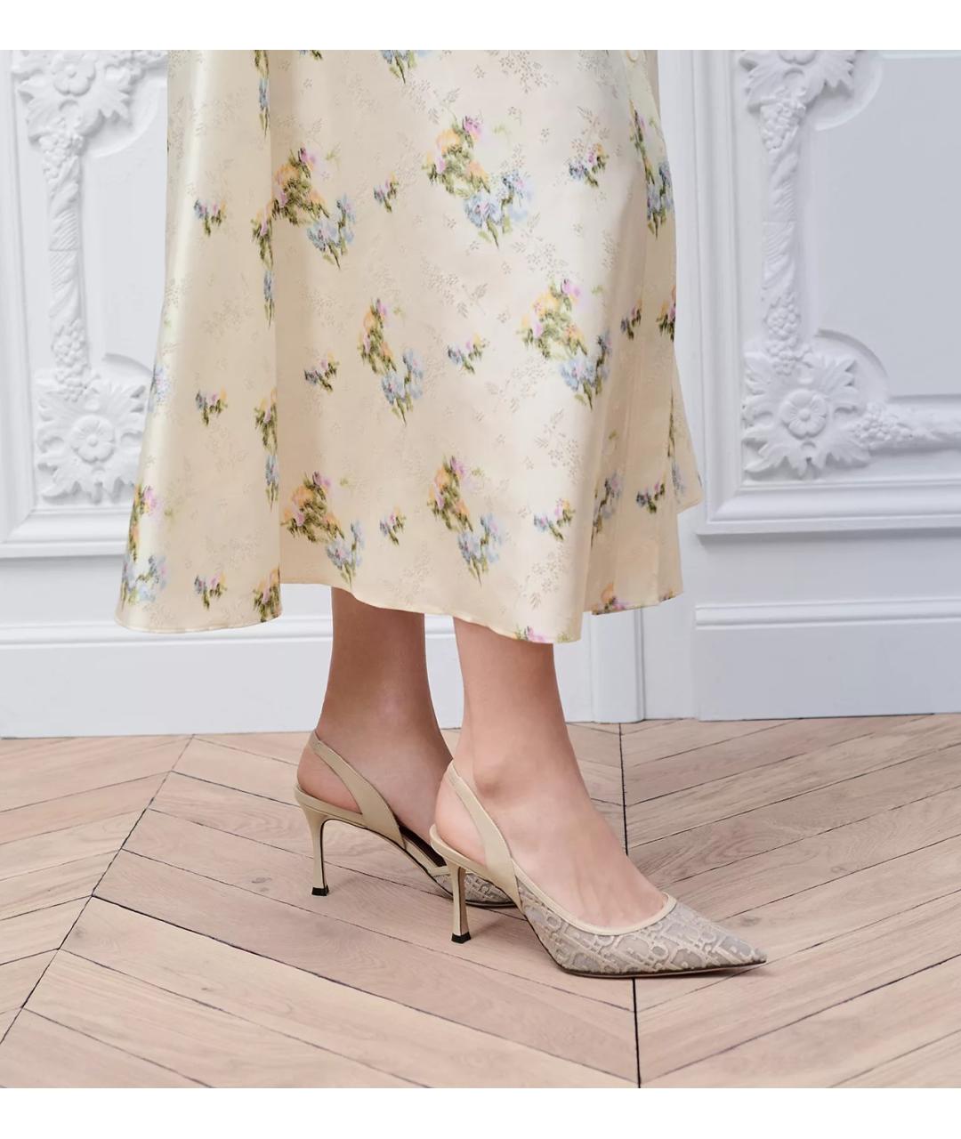 CHRISTIAN DIOR Бежевые текстильные туфли, фото 4