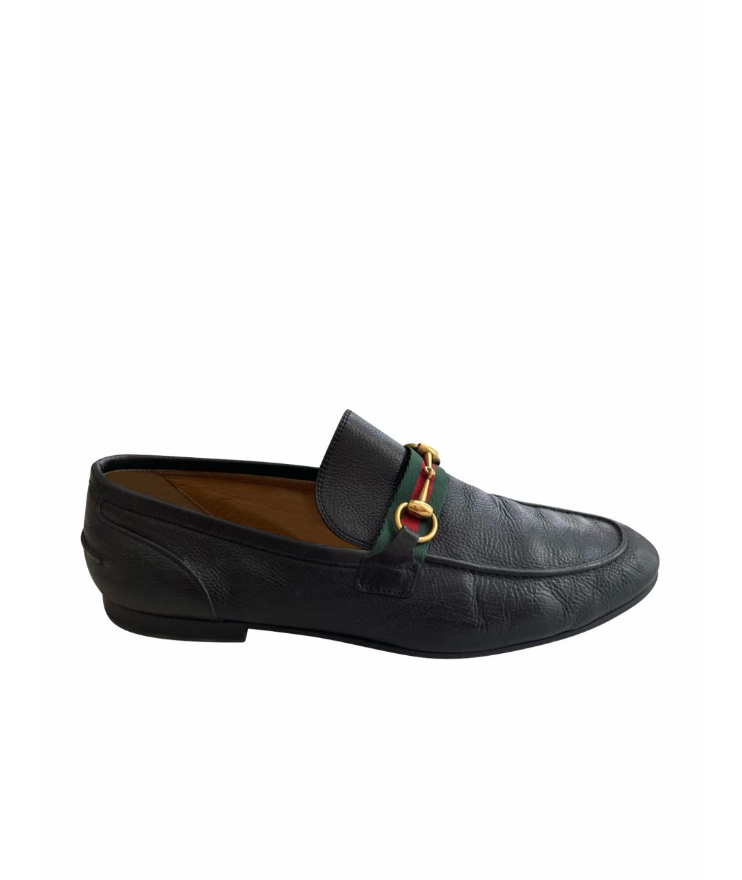 GUCCI Черные кожаные мокасины, фото 1