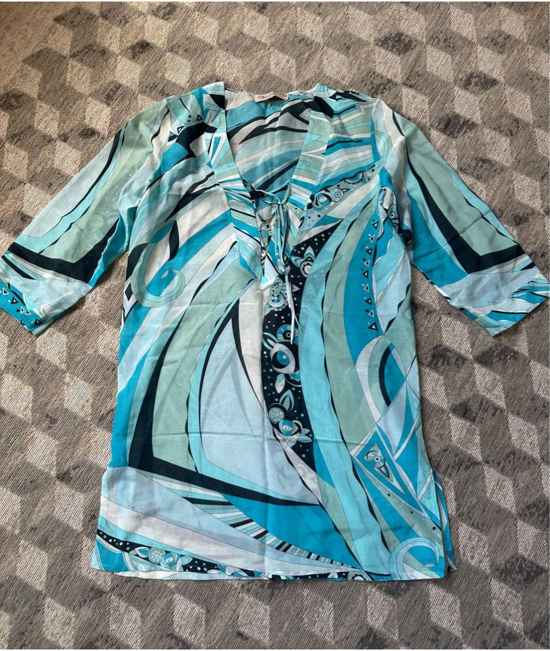 EMILIO PUCCI Голубая хлопковая туника, фото 7