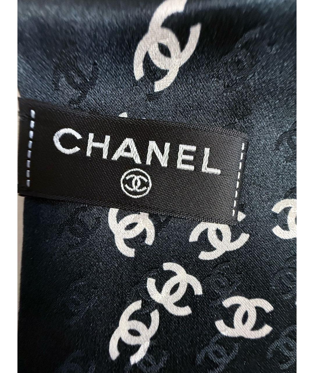 CHANEL Черный шелковый шарф, фото 7