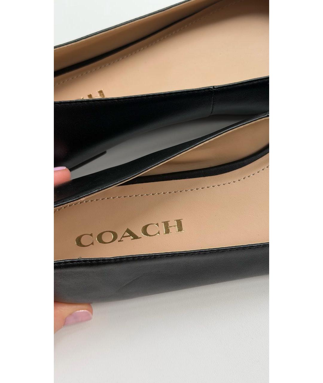 COACH Черные кожаные балетки, фото 5