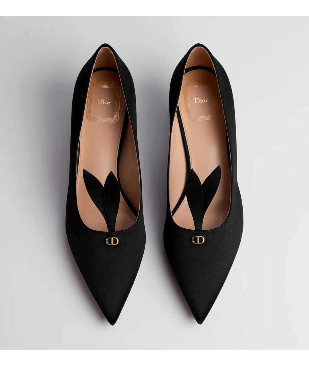 CHRISTIAN DIOR Черные текстильные лодочки на низком каблуке, фото 3