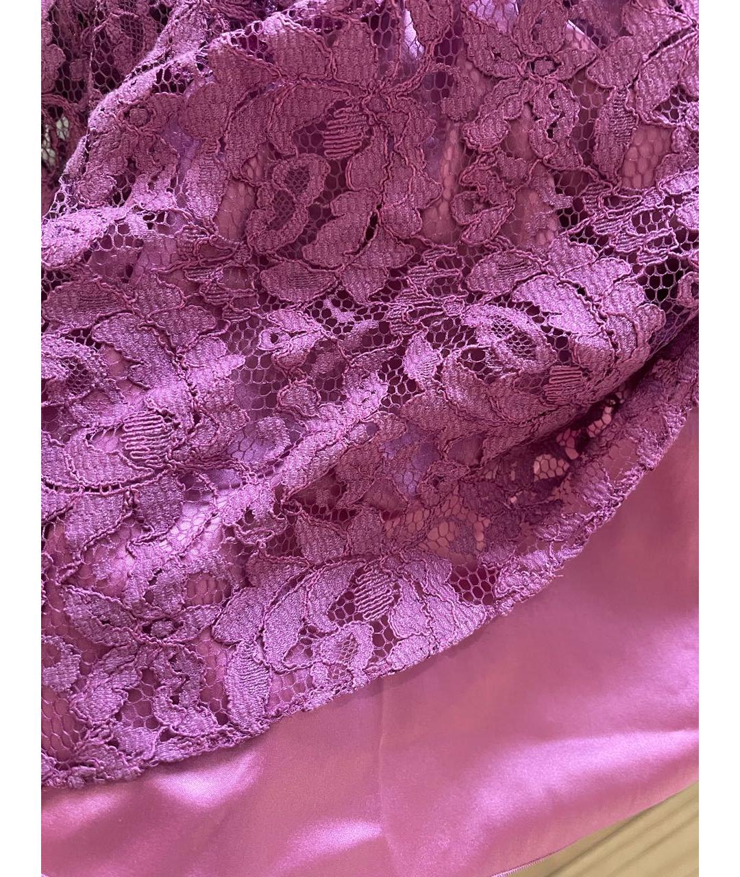 DOLCE&GABBANA Фиолетовое кружевное коктейльное платье, фото 4