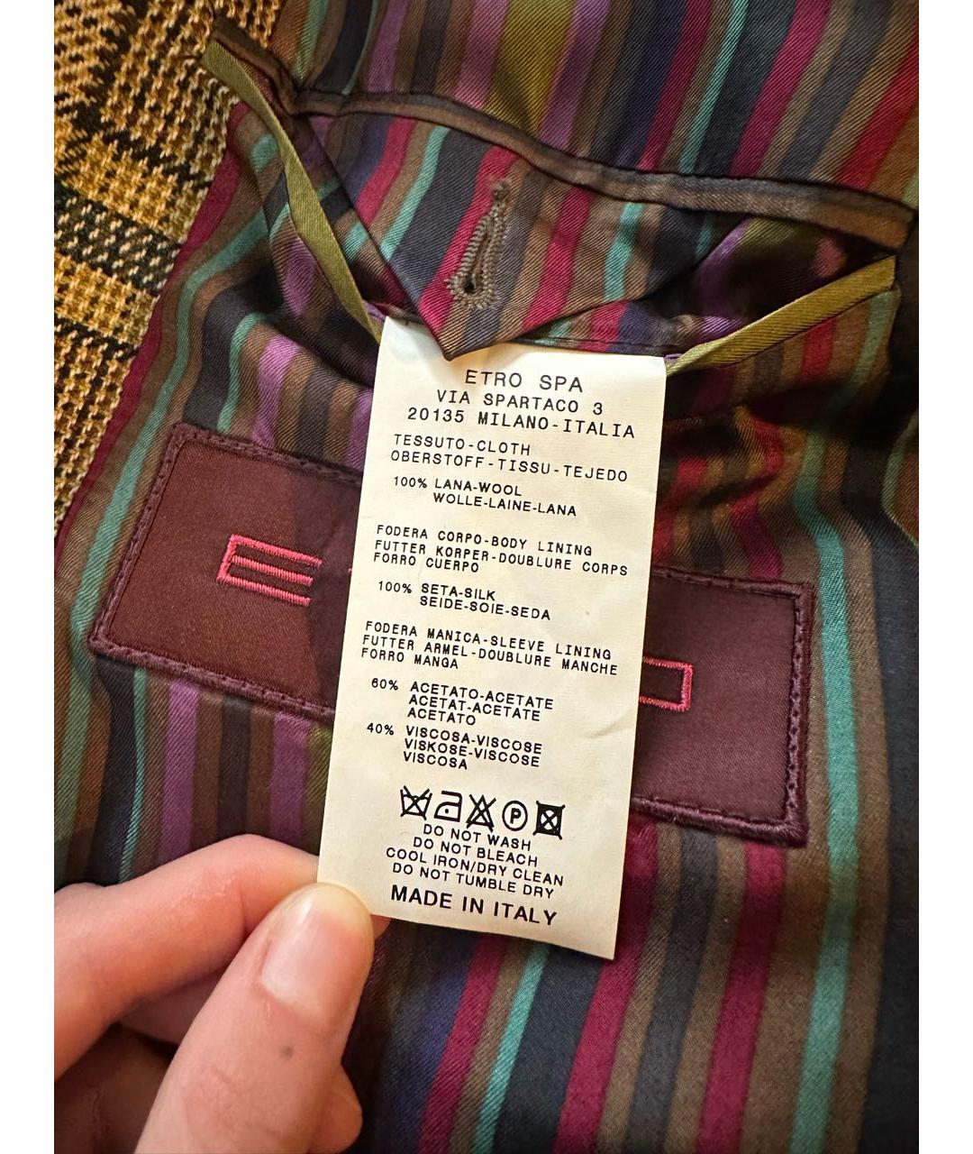 ETRO Коричневый шерстяной пиджак, фото 3