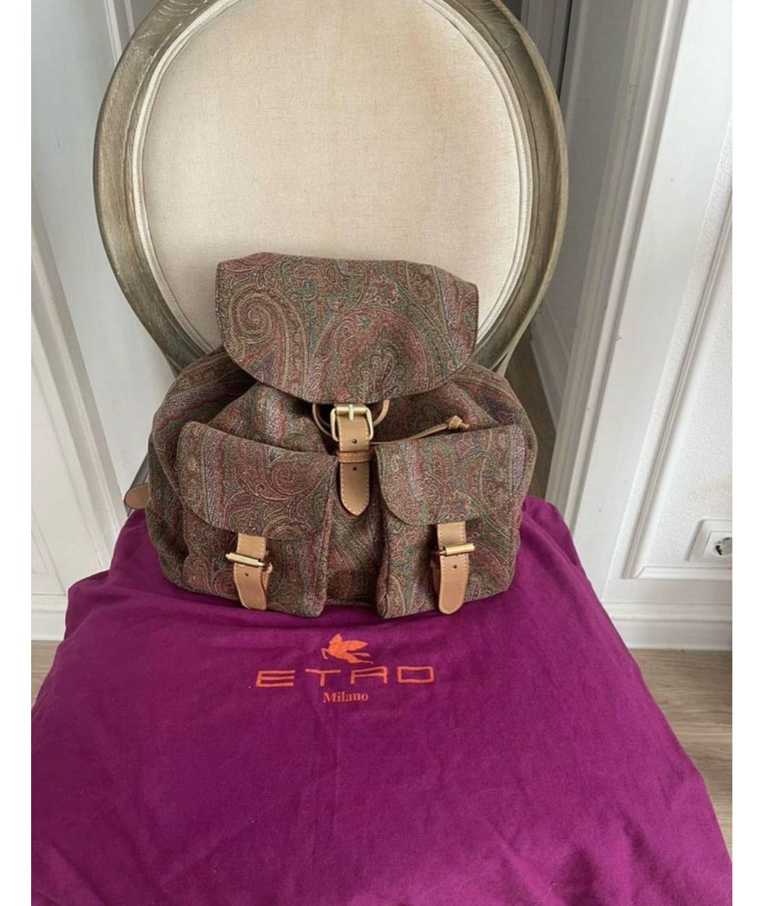ETRO Коричневый рюкзак из канвы, фото 9