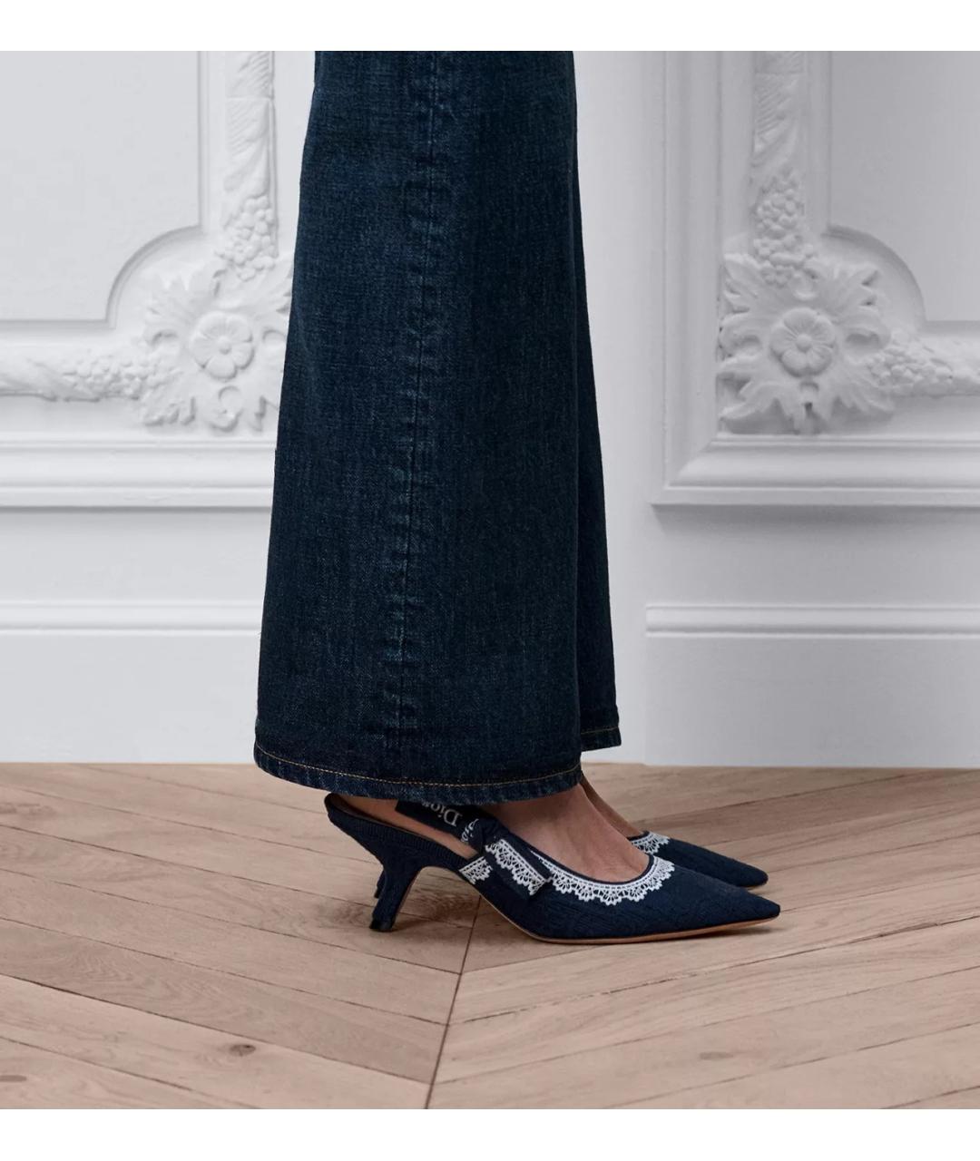 CHRISTIAN DIOR Темно-синие текстильные туфли, фото 4