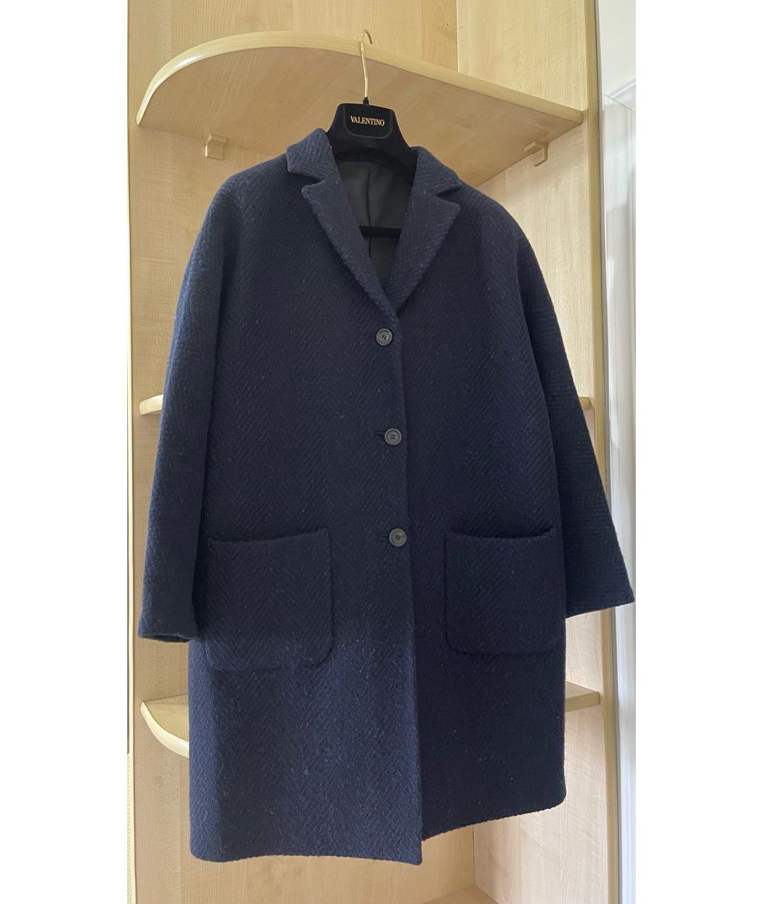 VALENTINO Темно-синее шерстяное пальто, фото 8