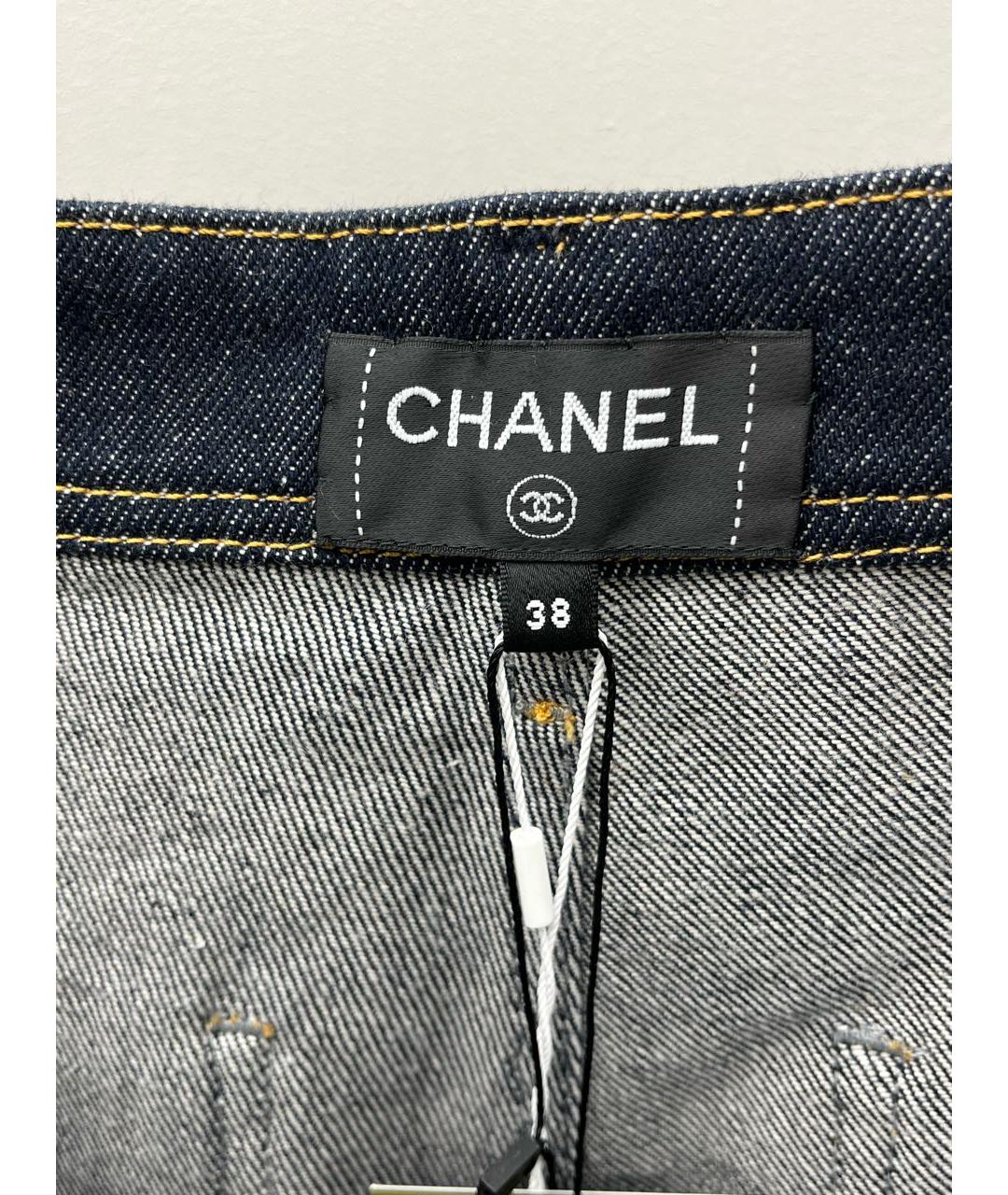 CHANEL Темно-синие хлопковые прямые джинсы, фото 3