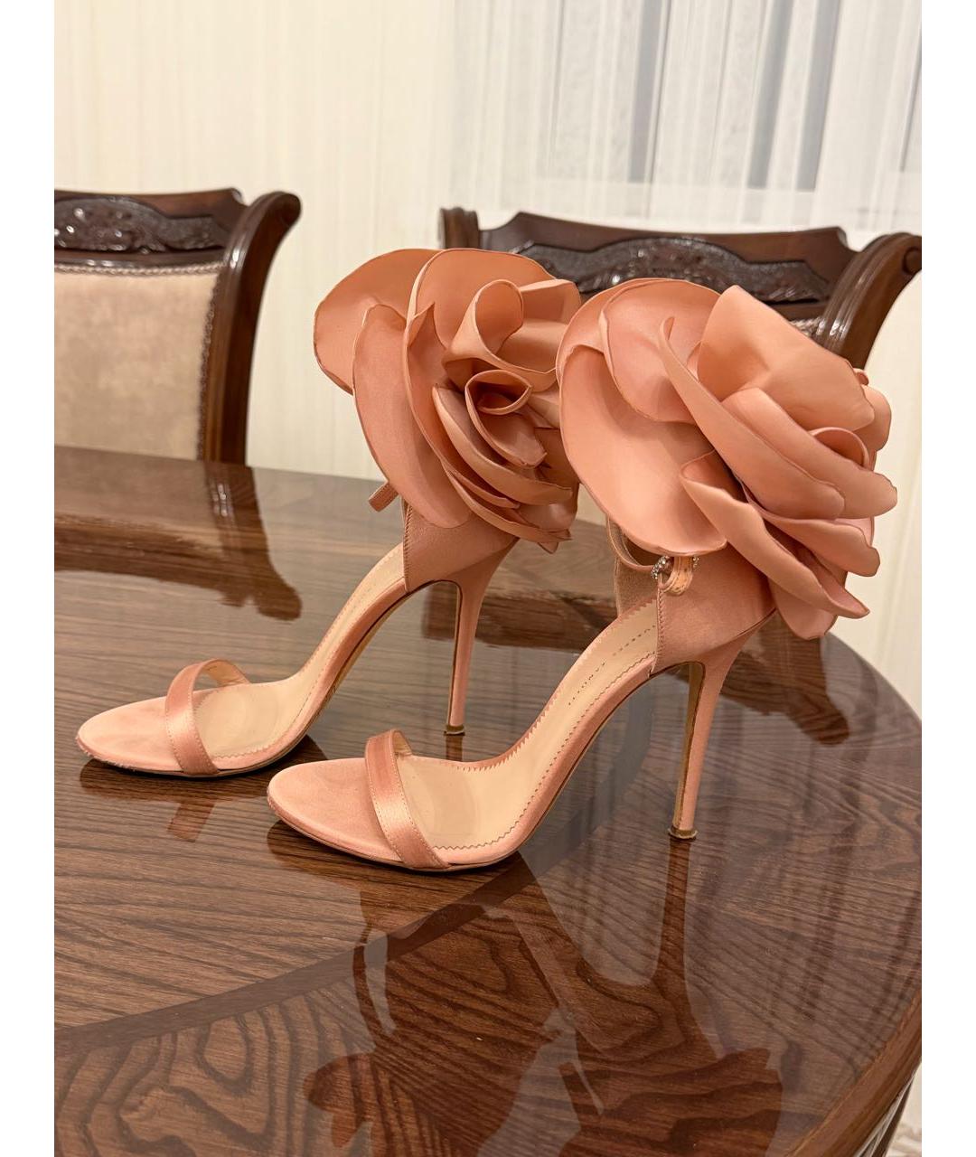 GIUSEPPE ZANOTTI DESIGN Розовые бархатные босоножки, фото 4