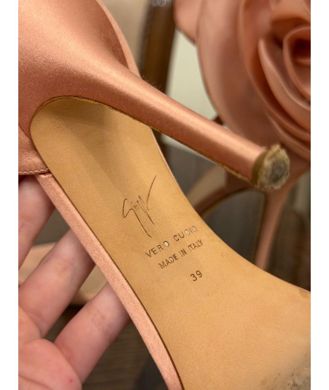 GIUSEPPE ZANOTTI DESIGN Розовые бархатные босоножки, фото 5