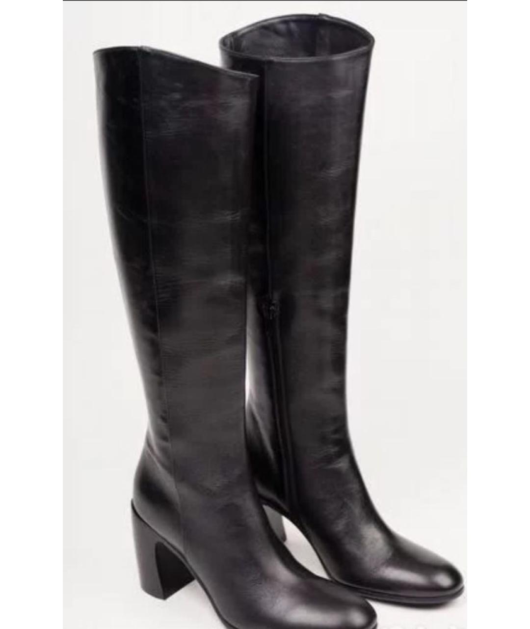 ANN DEMEULEMEESTER Черные кожаные сапоги, фото 2
