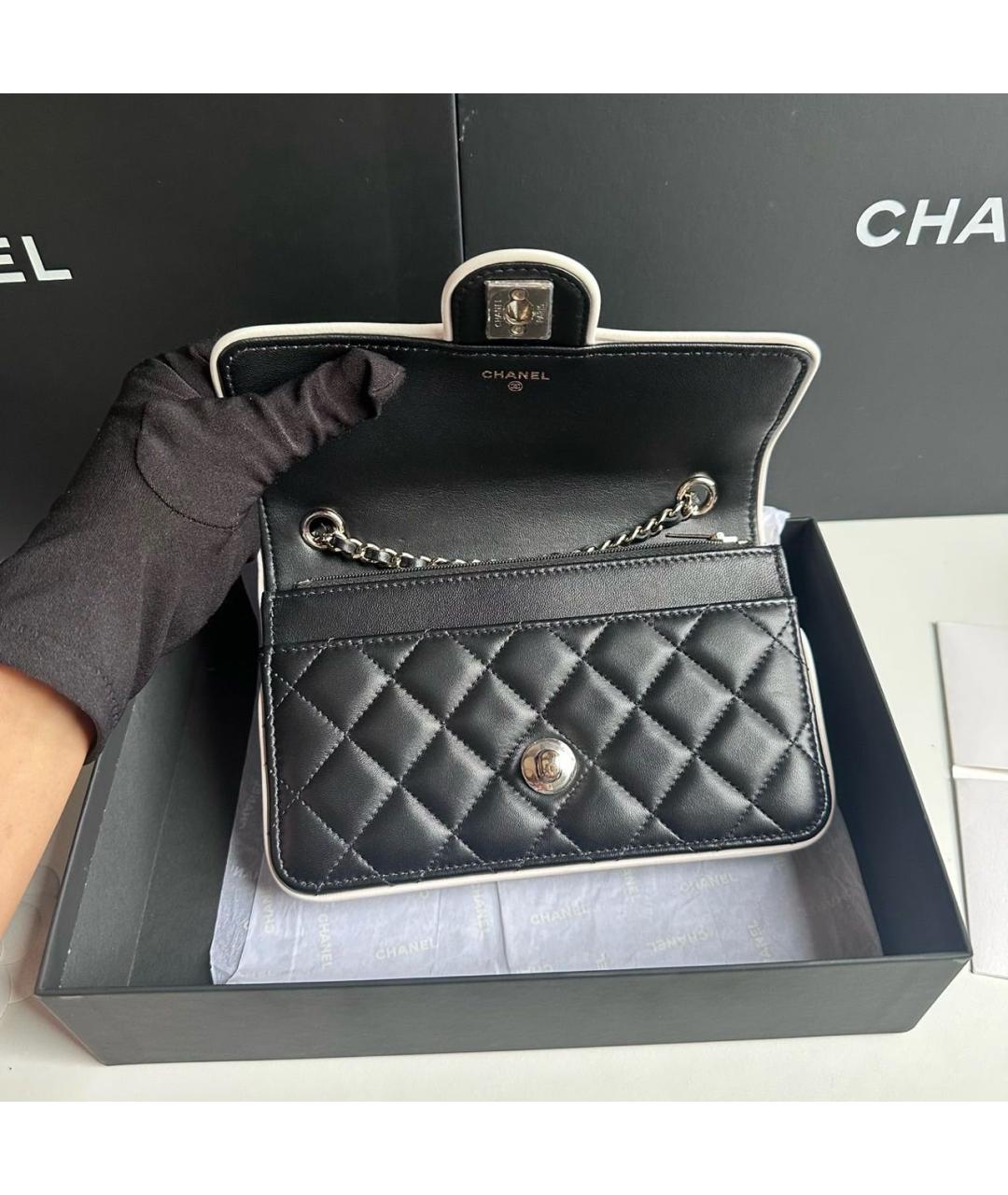 CHANEL Черная кожаная сумка через плечо, фото 6