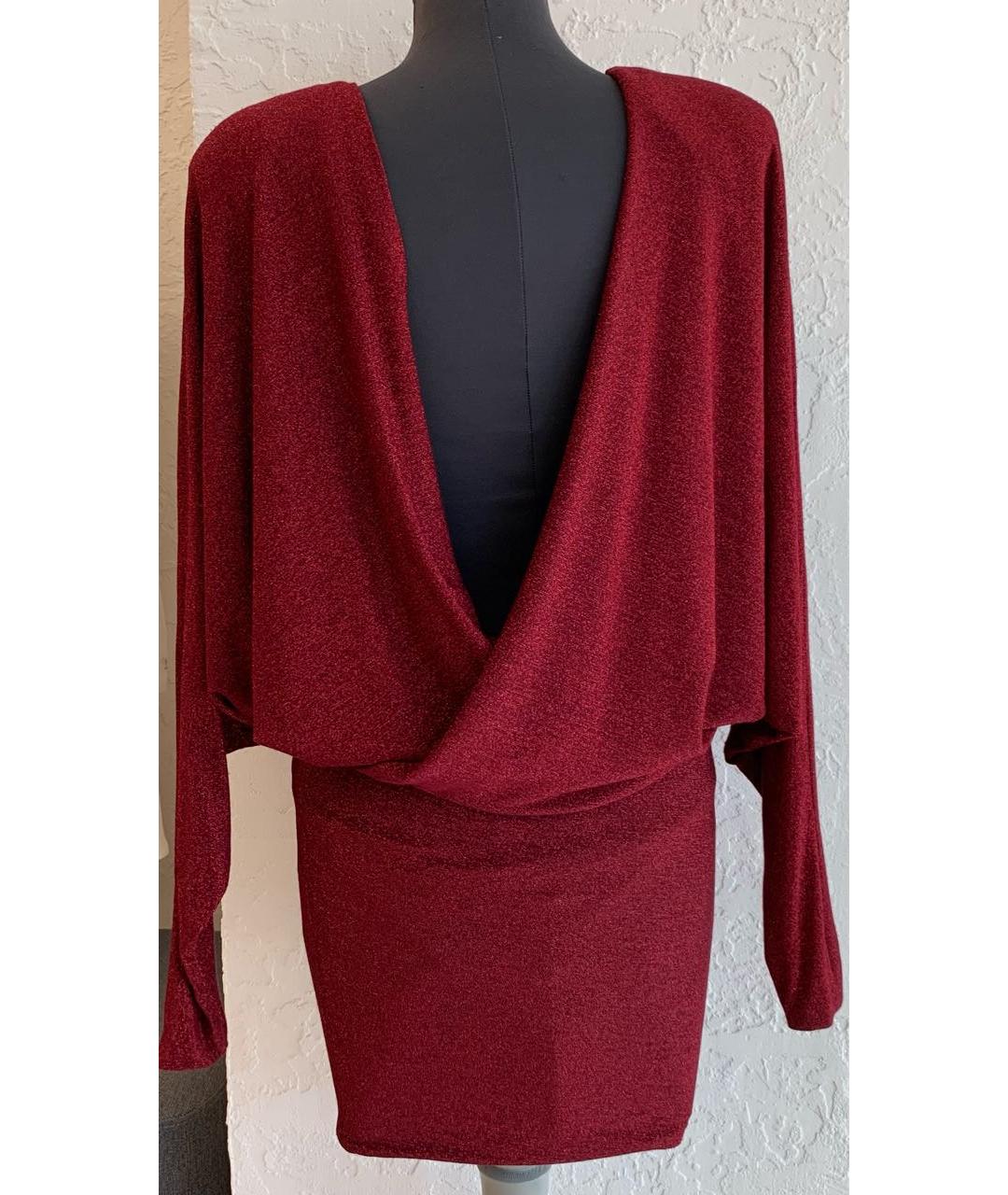 ALEXANDRE VAUTHIER Бордовое вискозное коктейльное платье, фото 3