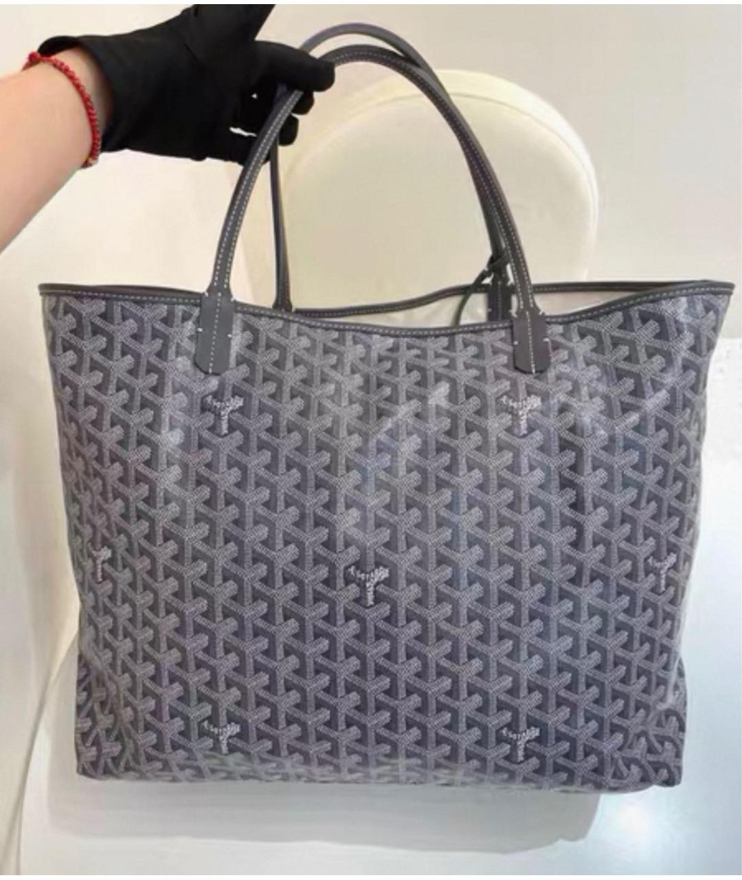 GOYARD Антрацитовая кожаная сумка тоут, фото 2