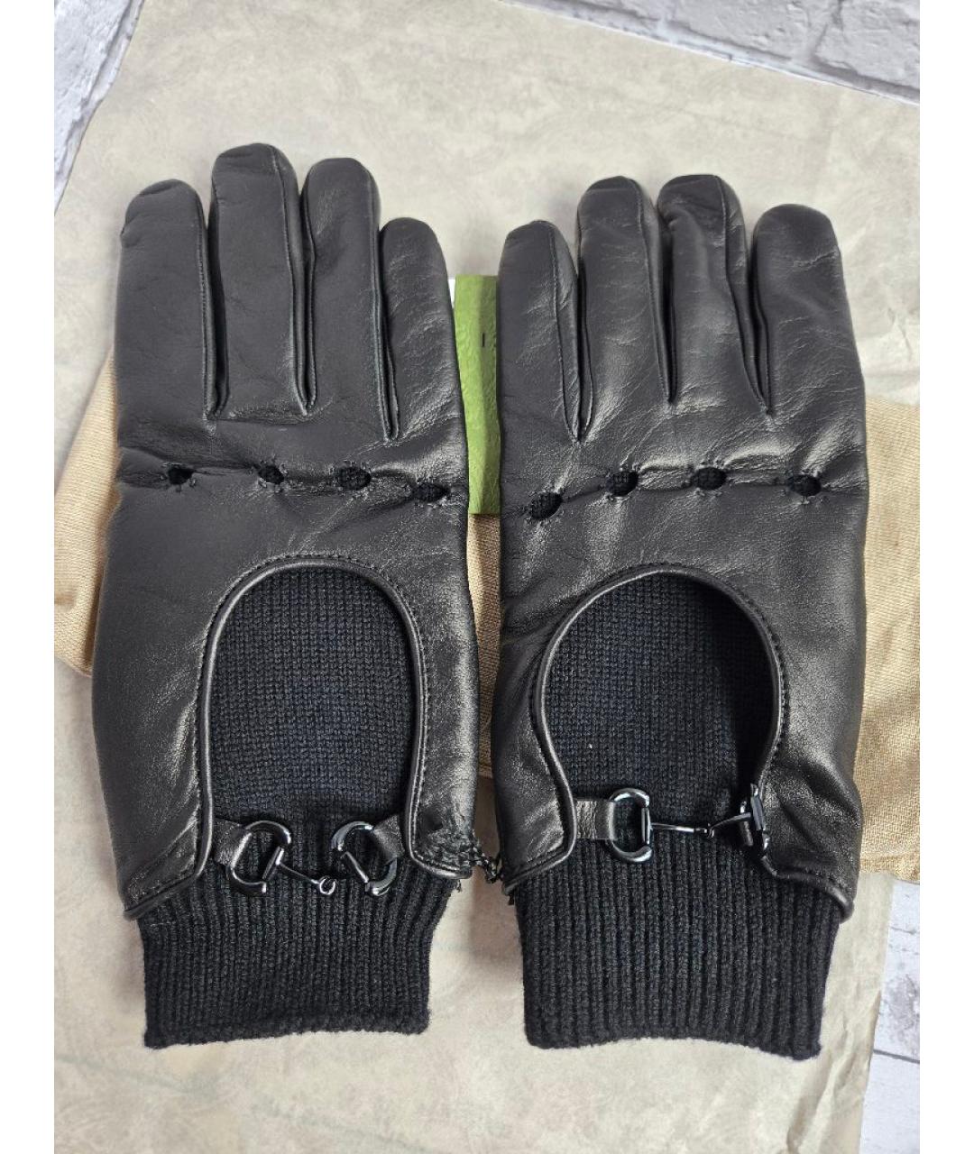 GUCCI Черные кожаные перчатки, фото 6