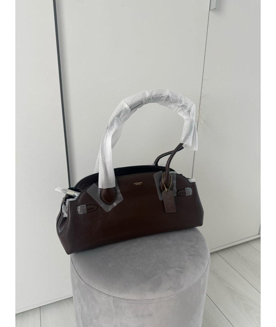 COACH Коричневая кожаная сумка тоут, фото 4