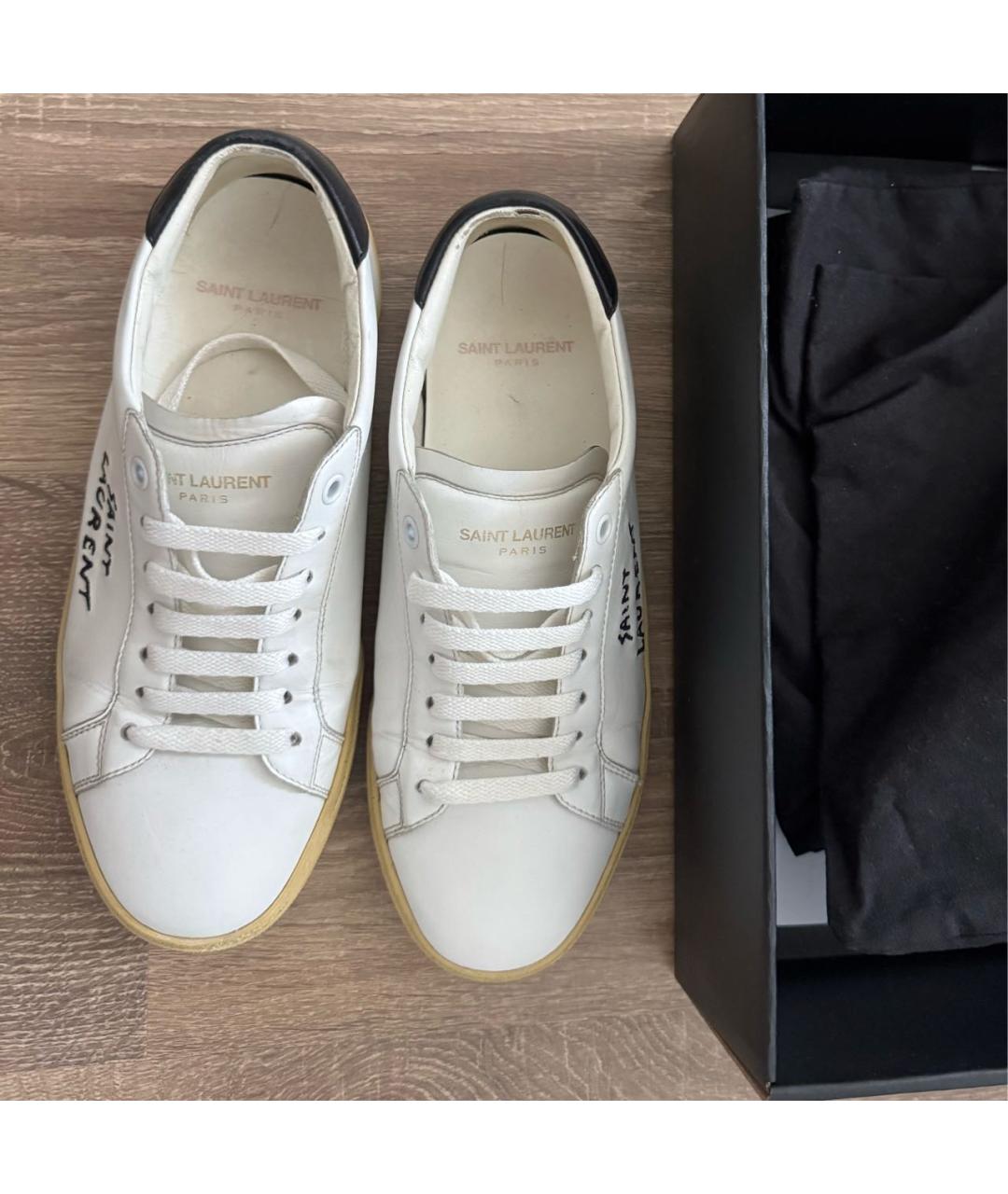 SAINT LAURENT Белые кожаные кеды, фото 3
