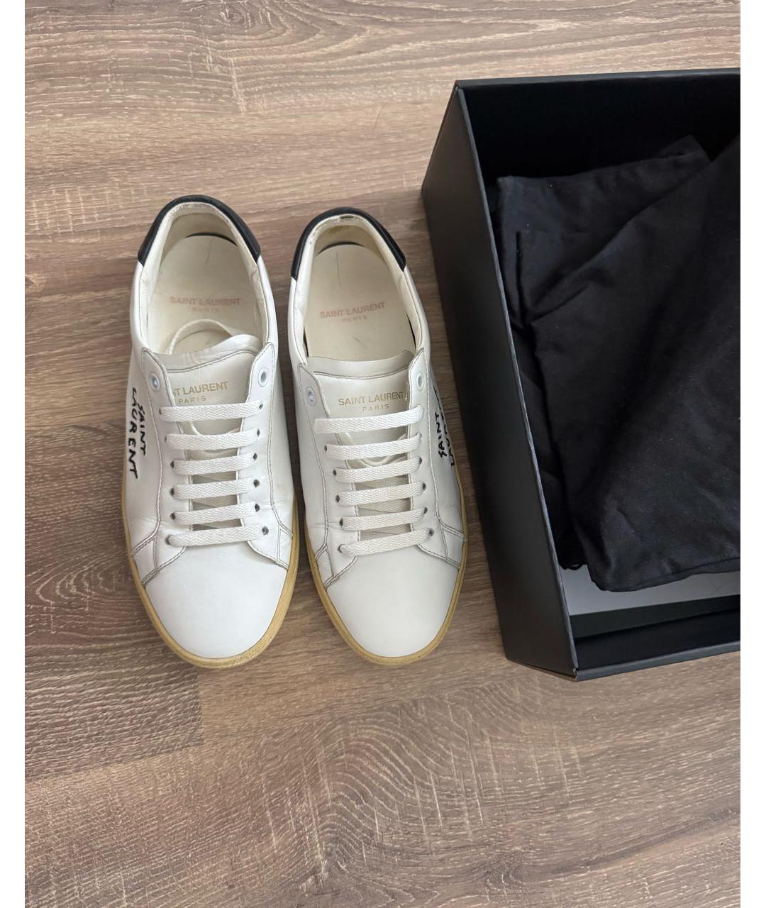 SAINT LAURENT Белые кожаные кеды, фото 2