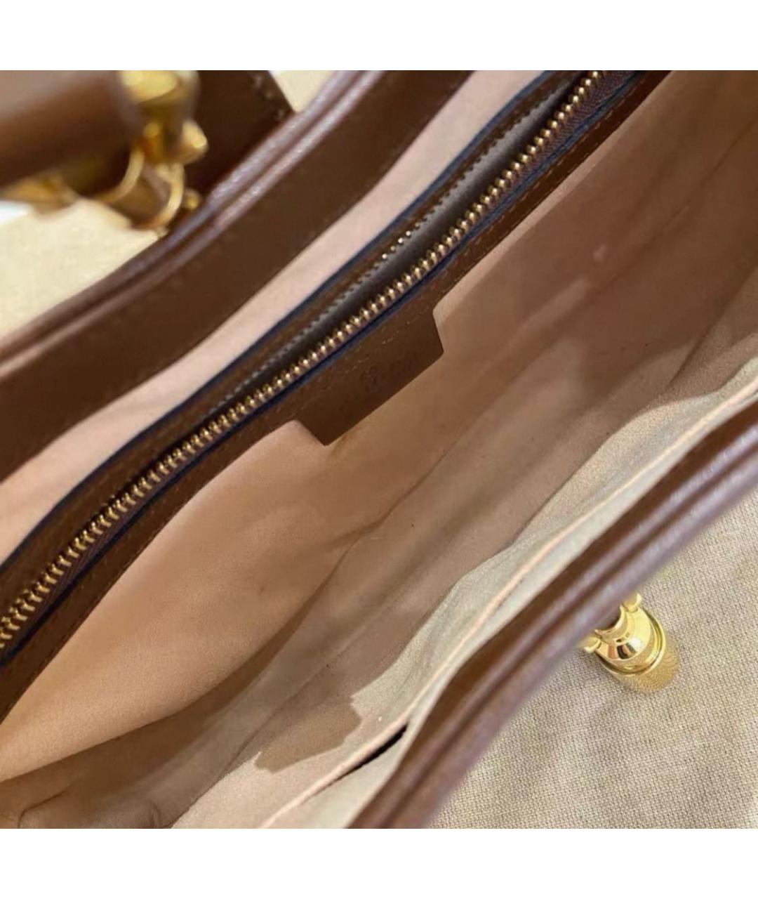 GUCCI Коричневая кожаная сумка с короткими ручками, фото 6