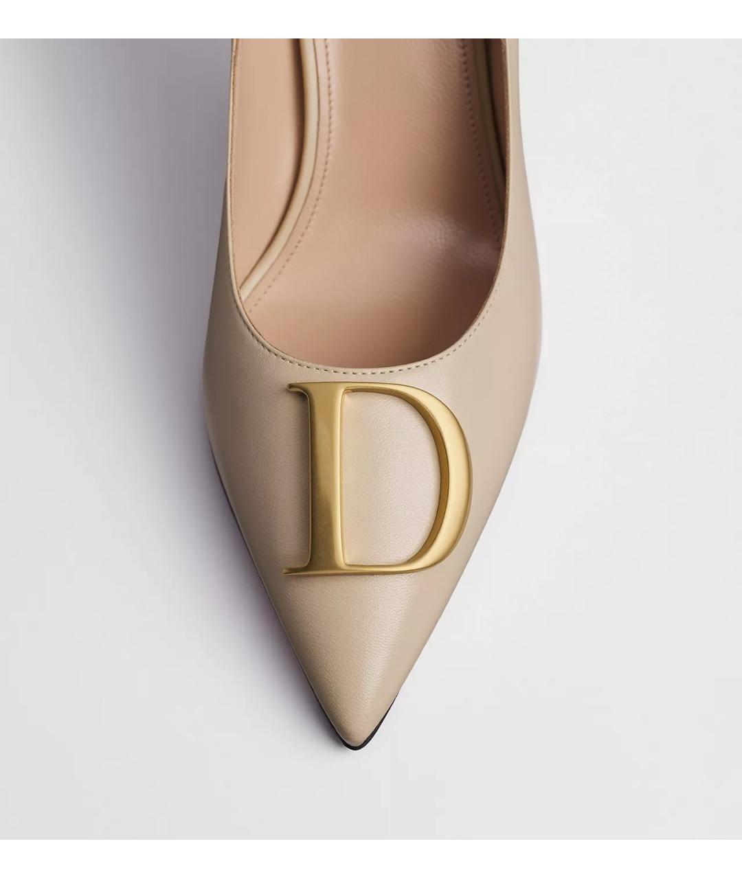 CHRISTIAN DIOR Бежевые кожаные туфли, фото 4