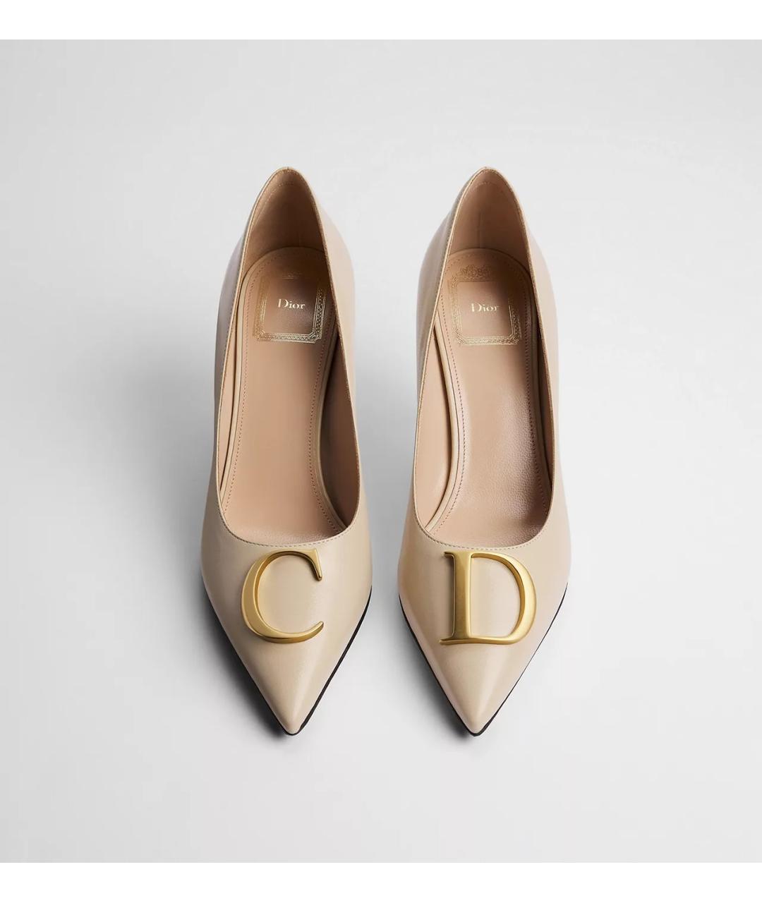 CHRISTIAN DIOR Бежевые кожаные туфли, фото 3