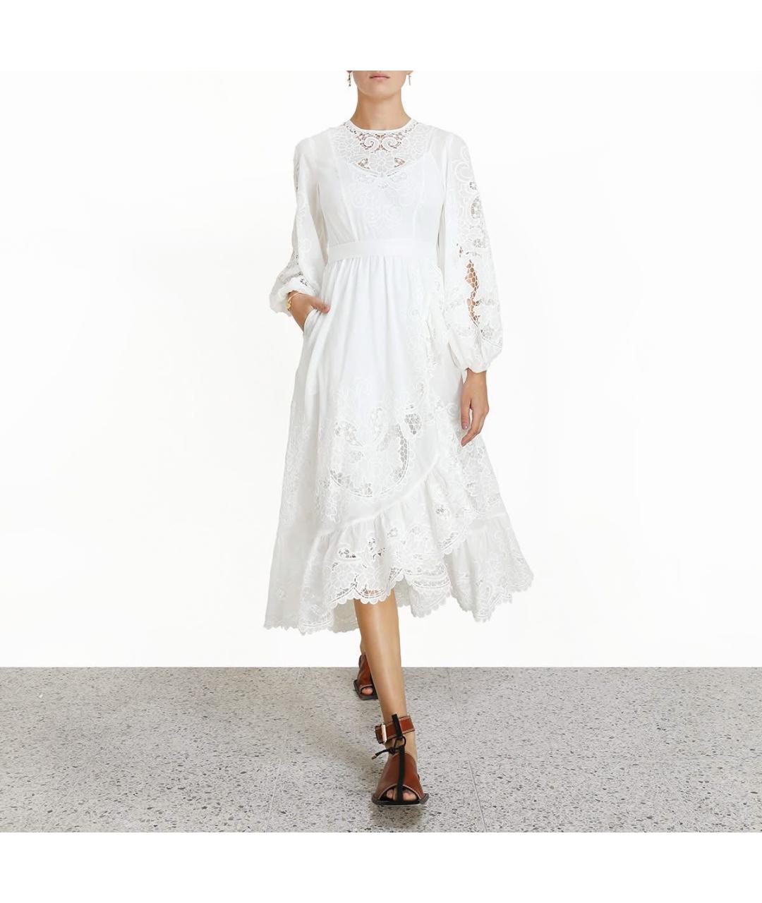 ZIMMERMANN Белое хлопковое повседневное платье, фото 3