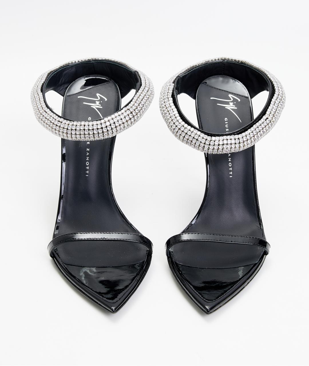 GIUSEPPE ZANOTTI DESIGN Черные кожаные босоножки, фото 4