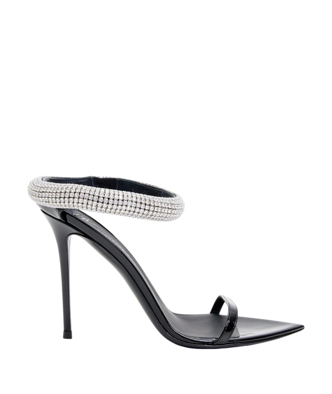 GIUSEPPE ZANOTTI DESIGN Черные кожаные босоножки, фото 1