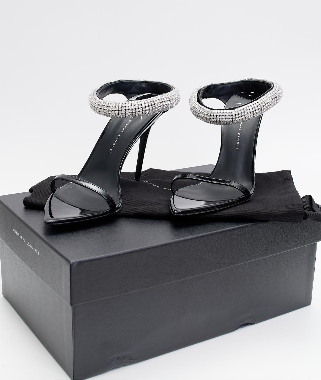 GIUSEPPE ZANOTTI DESIGN Черные кожаные босоножки, фото 7
