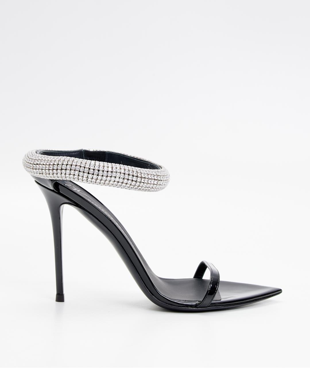 GIUSEPPE ZANOTTI DESIGN Черные кожаные босоножки, фото 8